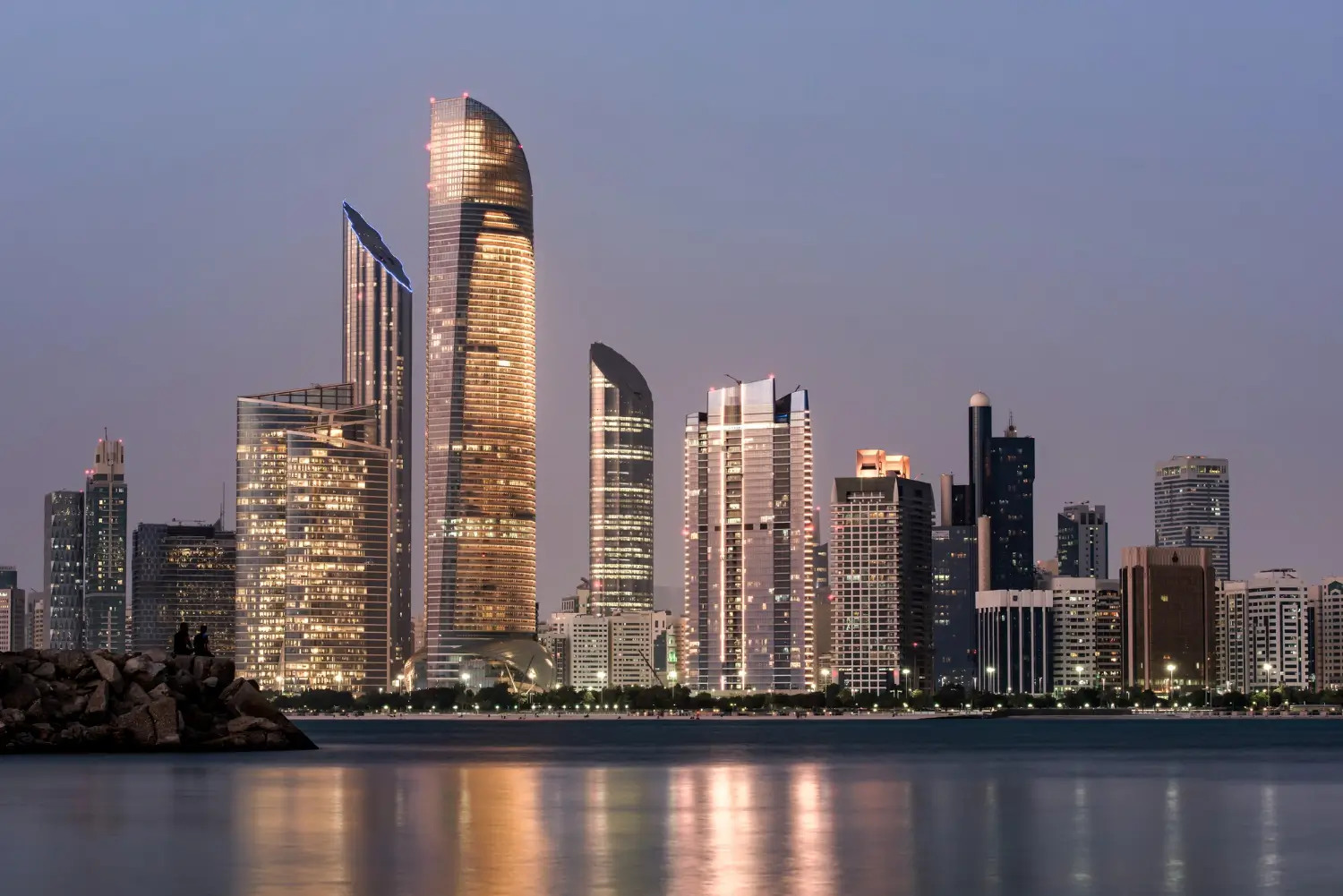 Residential towers in Dubai at dusk